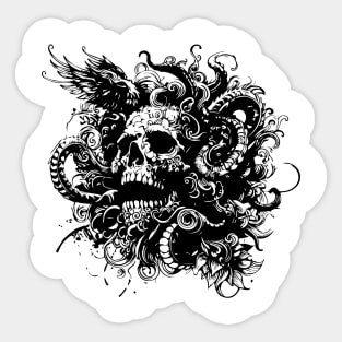 gothic kraken skull Sticker